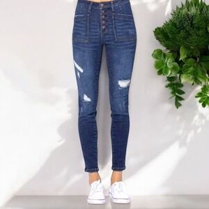 Judy Blue | Distressed Cargo Patch High Rise Skinny Jeans Size 9/29